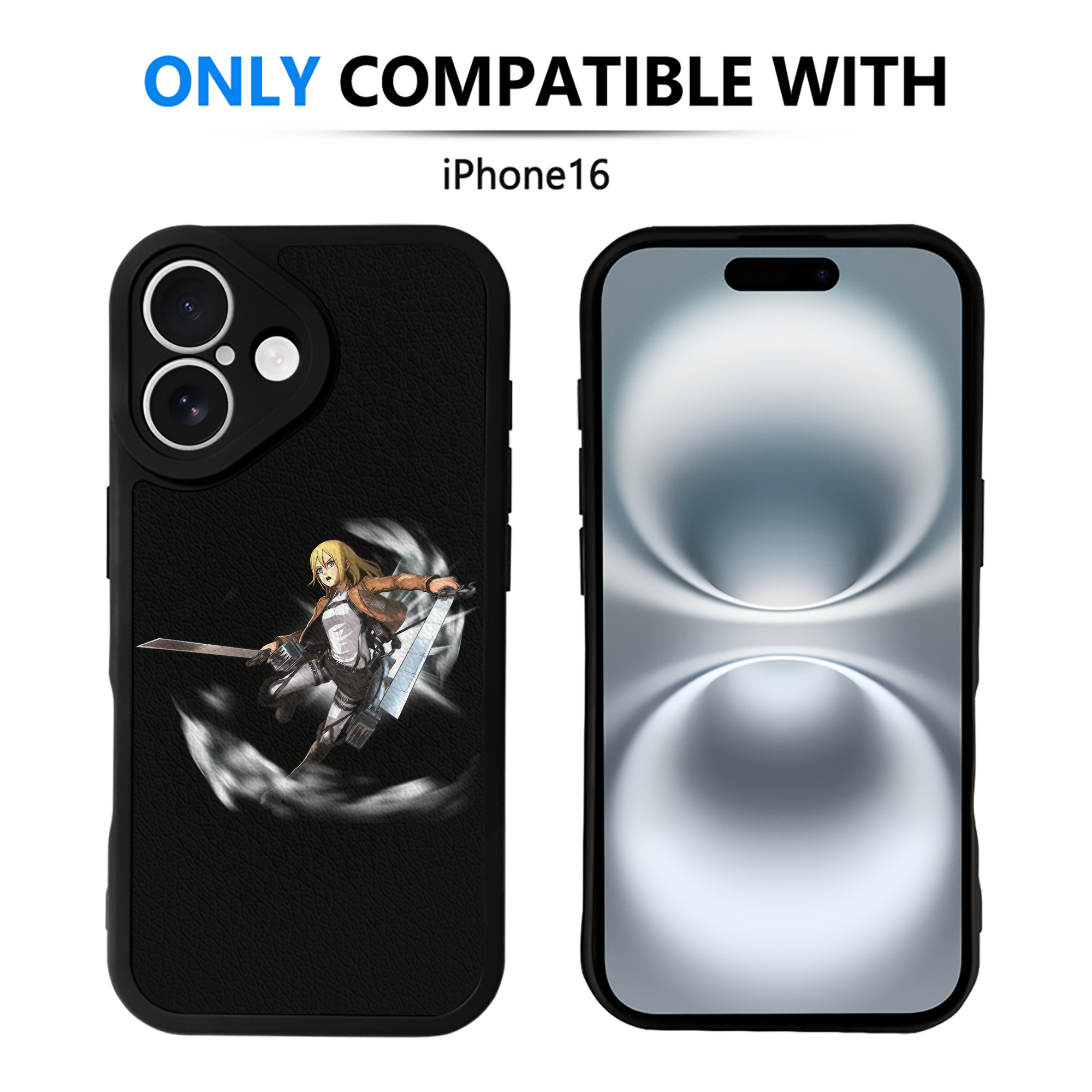 （画像用） 進撃の巨人 クリスタ·レンズ Attack on Titan Christa Lenz 【iPhone 16シリーズ対応】シリコンスマホケース（レザー調） 材質：シリコン